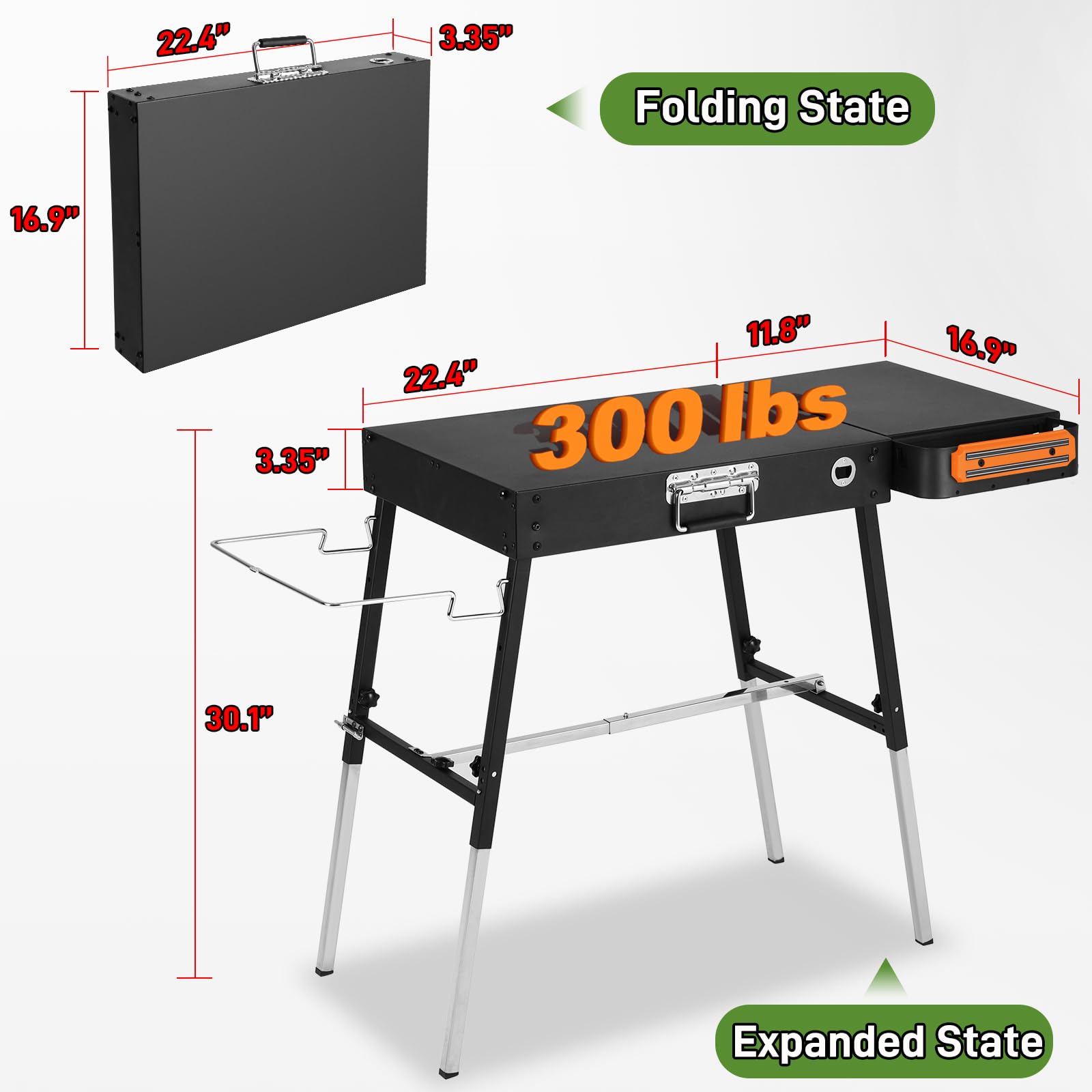 AOKEMAi grill table with adjustable legs on uneven outdoor surfaces