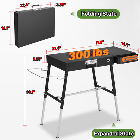 AOKEMAi grill table with adjustable legs on uneven outdoor surfaces