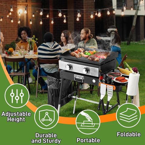 AOKEMAi grill table with grill caddy for organized seasonings and utensils