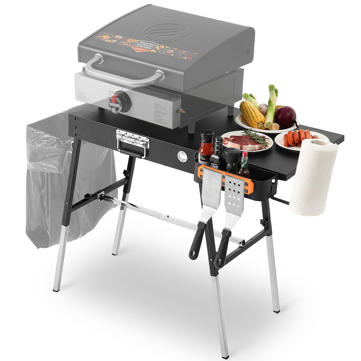 AOKEMAi grill table folded for compact storage during outdoor camping