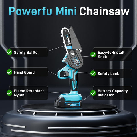 Aokia complete set shown with battery, charger, and extra chains for ready use.