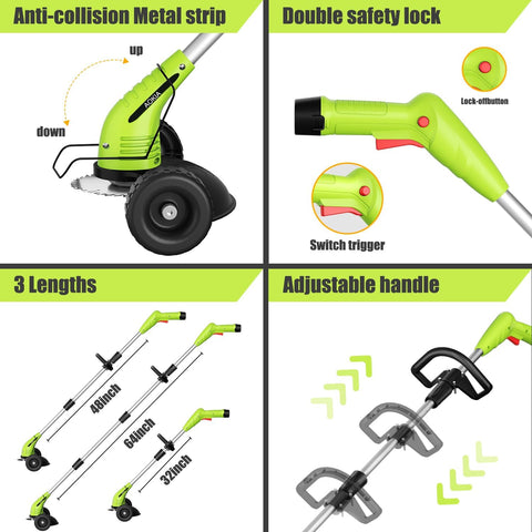 Aokia electric weed wacker adjustable pole length for versatile reach