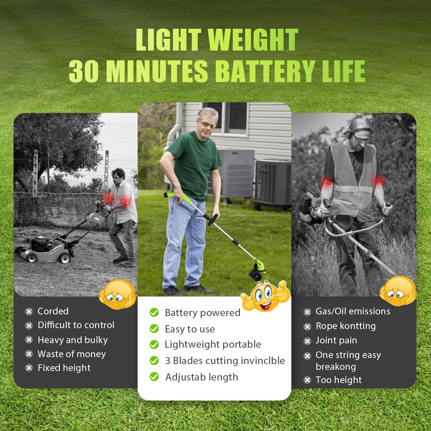 Aokia weed wacker metal blade cutting thick weeds and grasses
