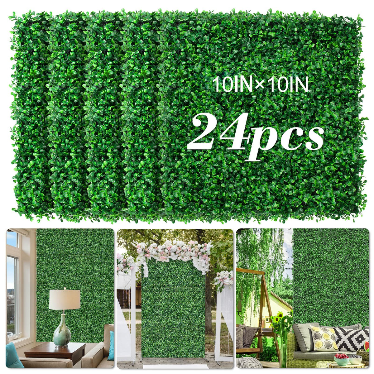 AOKIIE boxwood panel 10x10 inches adds a realistic privacy backdrop outdoors.