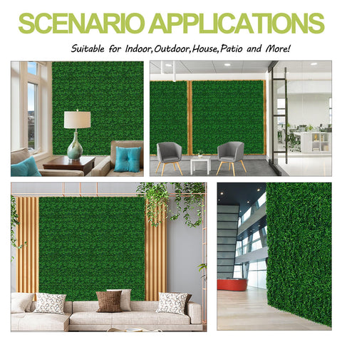 AOKIIE lush boxwood panels forming party backdrop and decor