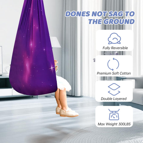 Aokitec sensory swing with 360° swivel hardware for smooth, versatile mounting.
