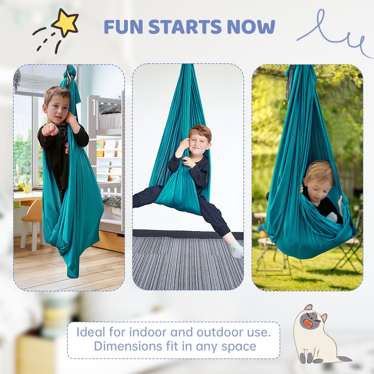 Aokitec Snuggle Swing is durable and safe for active kids.