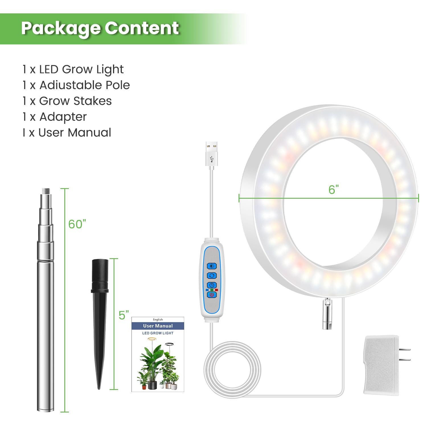 Aokrean Grow Light ground-stake setup offers stable positioning for large pots