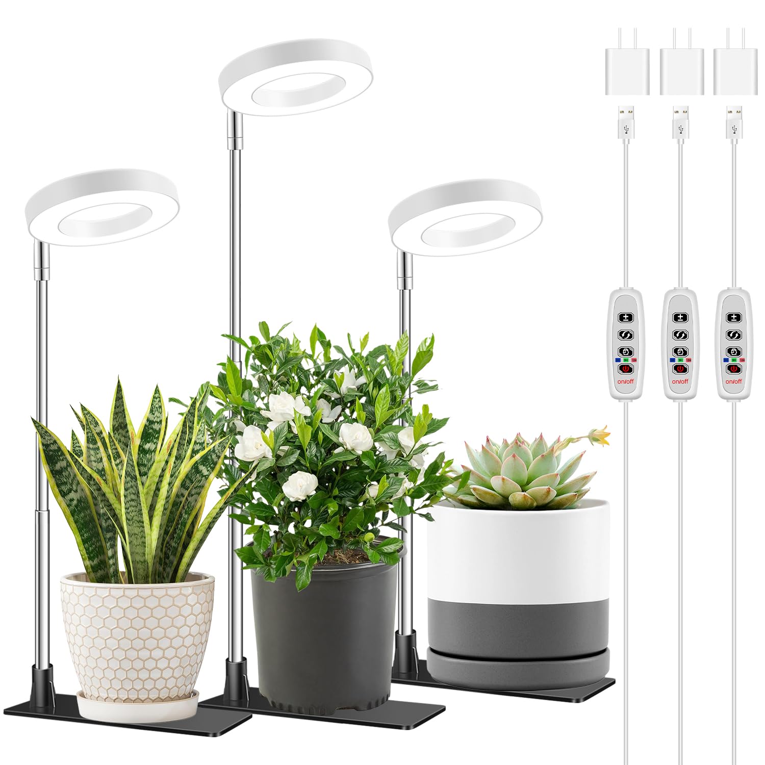 Aokrean Grow Light with halo base provides stable indoor illumination for plants.