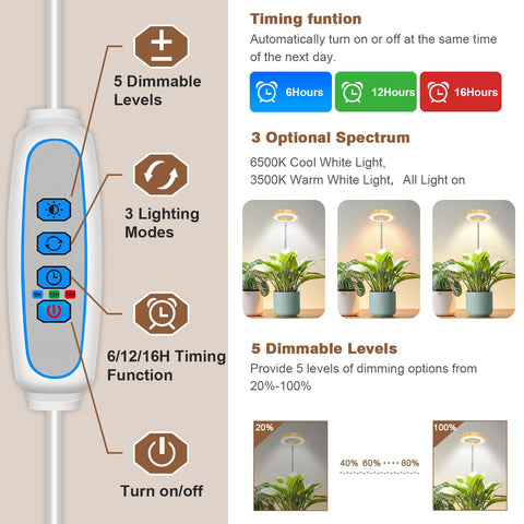 Aokrean Grow Light height adjustment reaches up to 26 inches for taller plants.