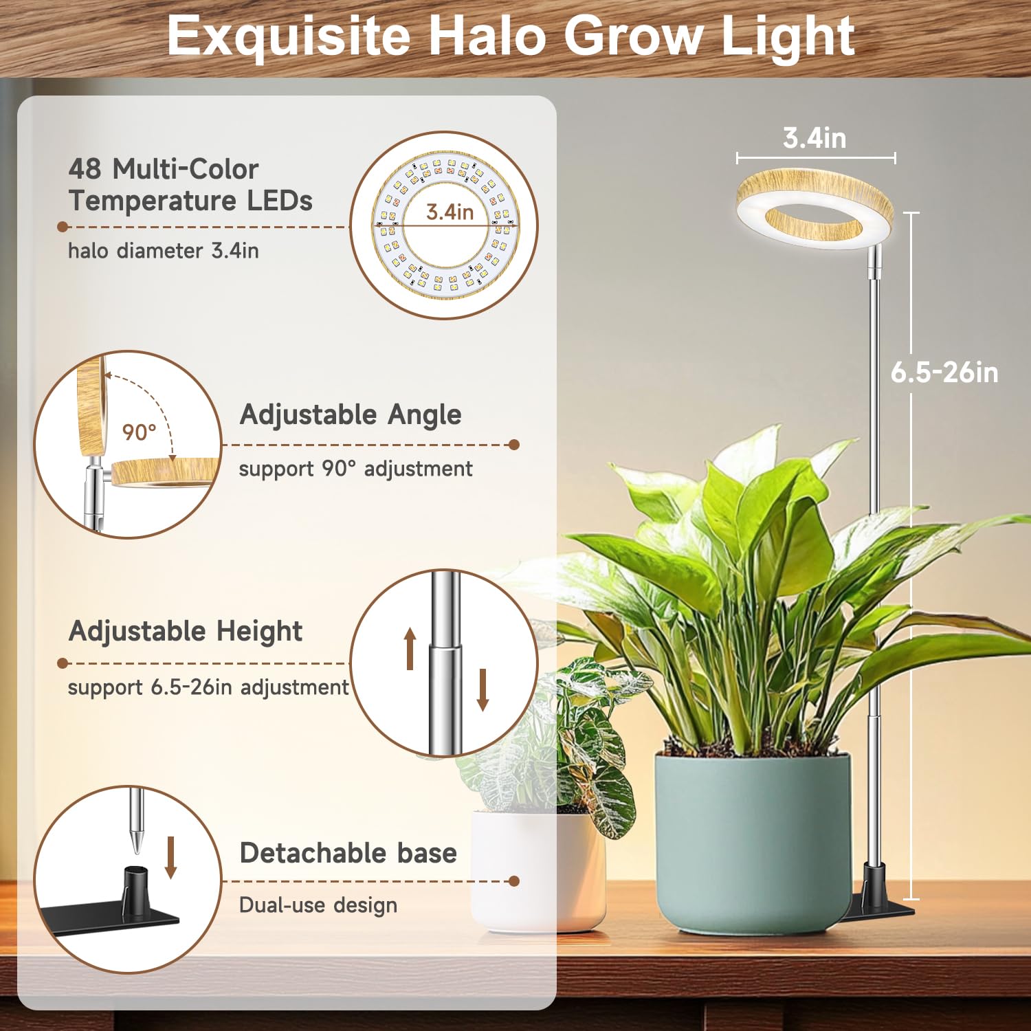 Aokrean Grow Light offers soil insertion option for close-range plant lighting.