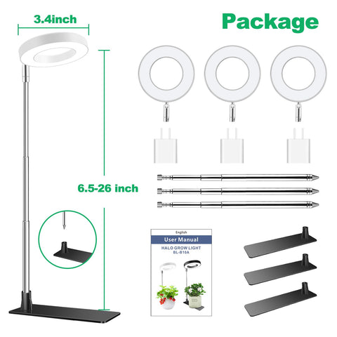 Aokrean Grow Light triple-pack setup enhances lighting for multiple pots with shared illumination.