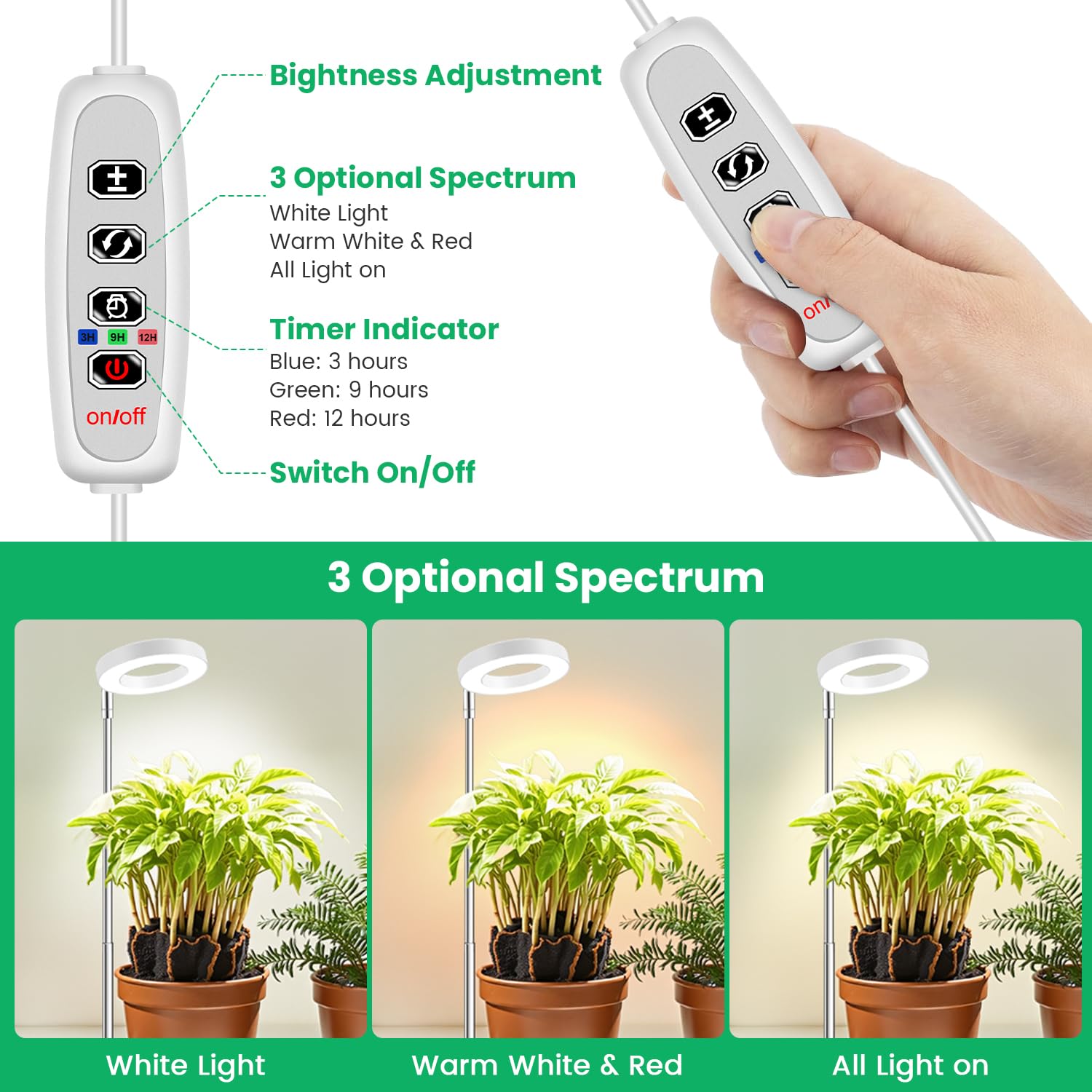 Aokrean grow light warm and cool modes tailor flowering and vibrant foliage.