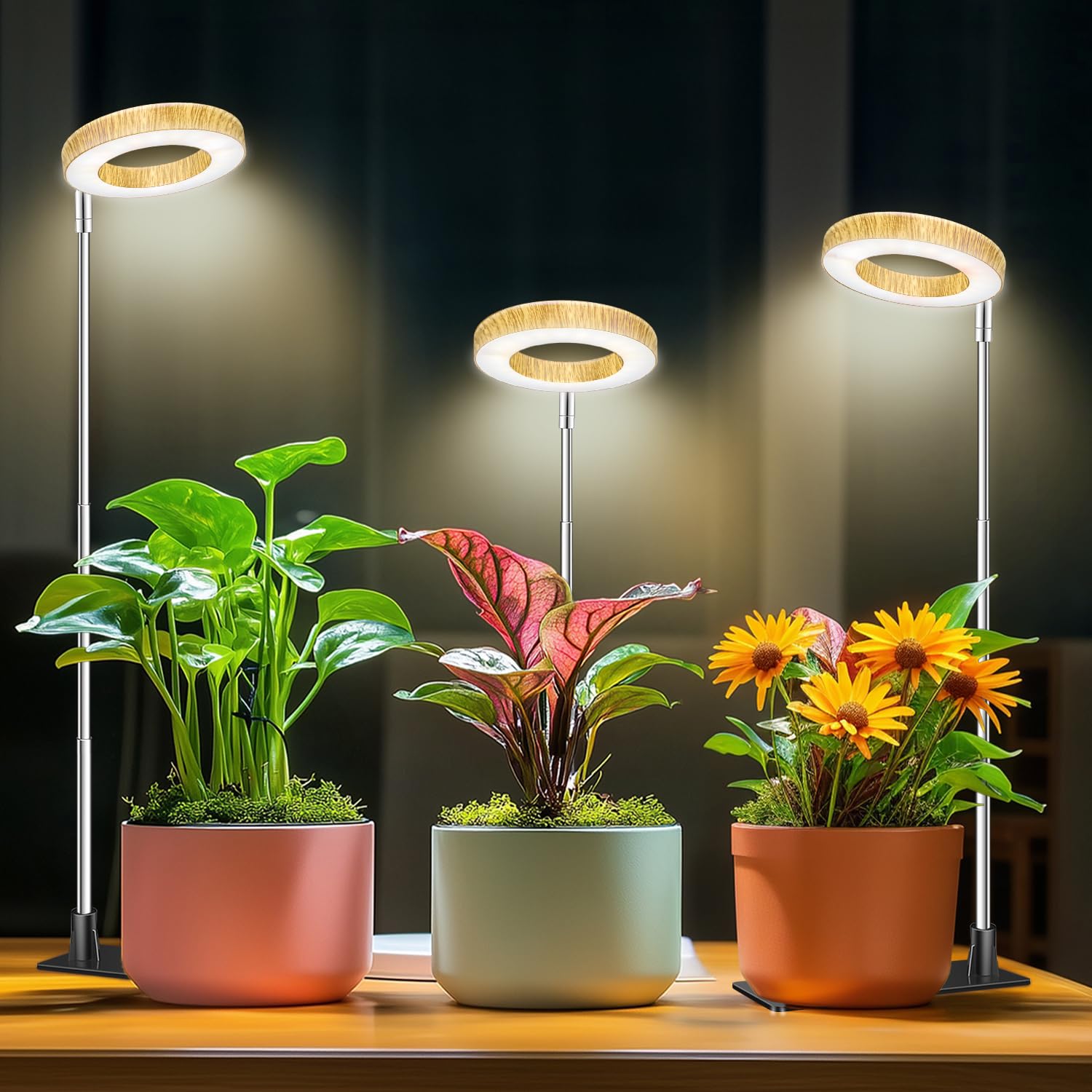 Aokrean Grow Light wood grain design provides stylish, energy-efficient lighting for indoor plants.