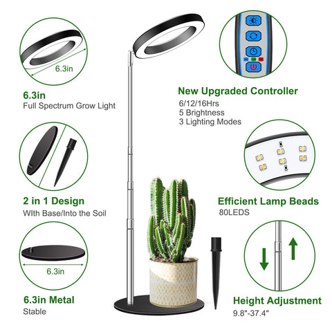 Aokrean Grow Lights height adjustable pole extended to reach more plants