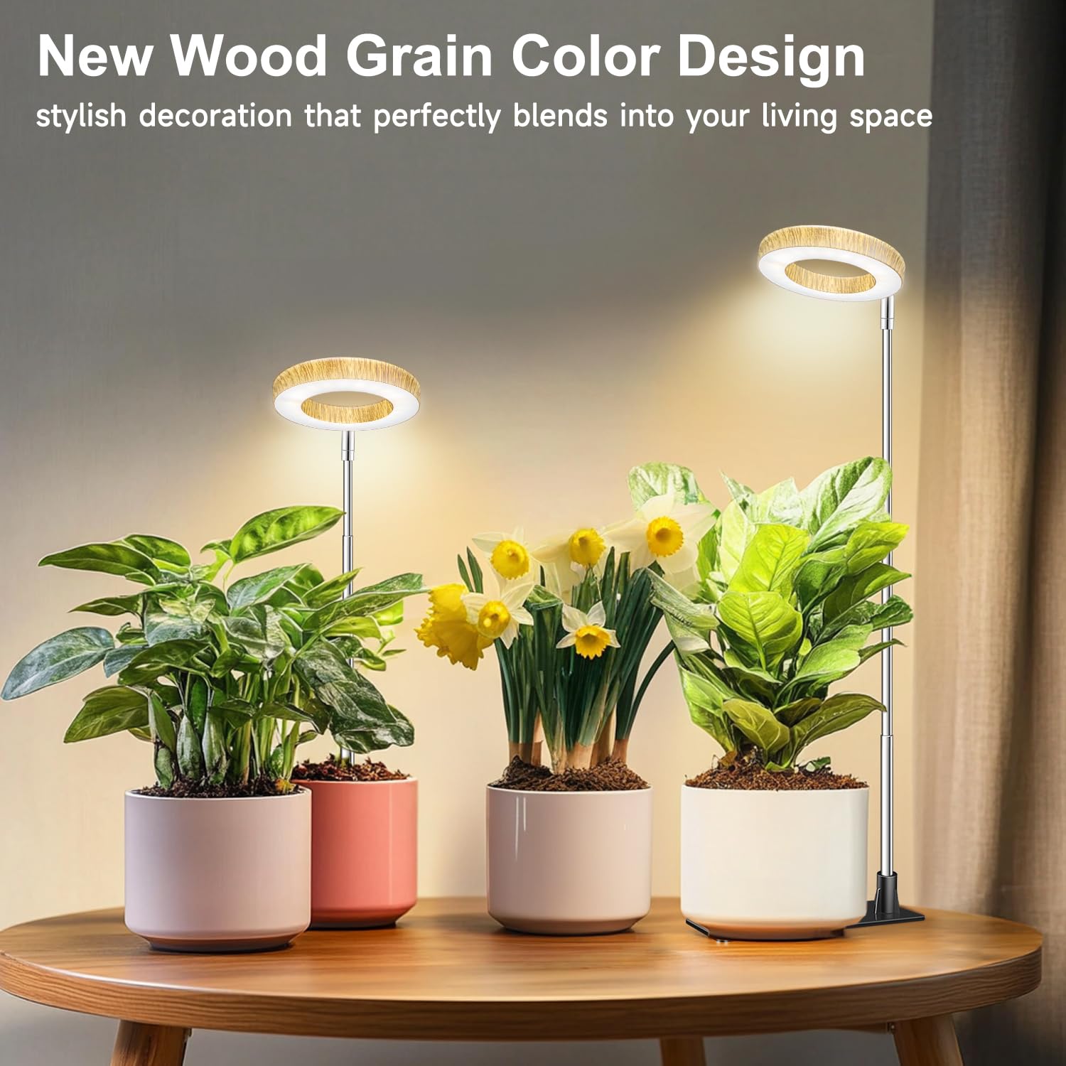 Aokrean grow light on display illuminating indoor plants in a living space
