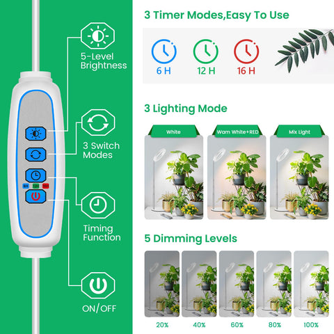 Aokrean grow lights soil insertion for flexible placement