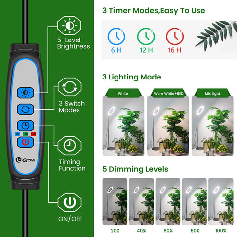 Aokrean Grow Lights timer function automates daily lighting cycles