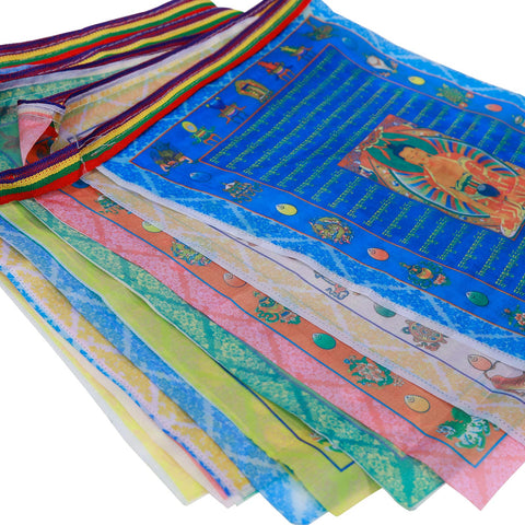 Aolamegs flags featuring space-air-earth-fire-water design brighten a summer porch.