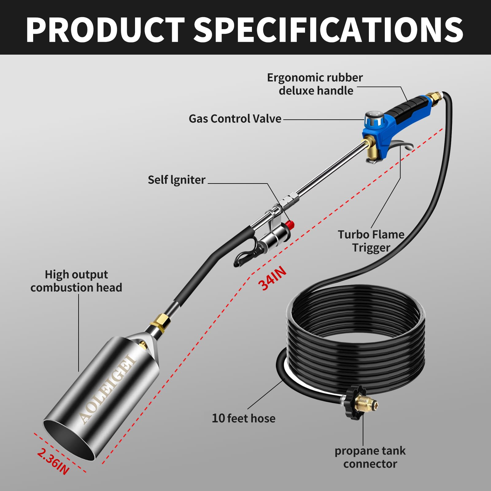 AOLEIGEI turbo-trigger ignition enables quick start with precise flame control.