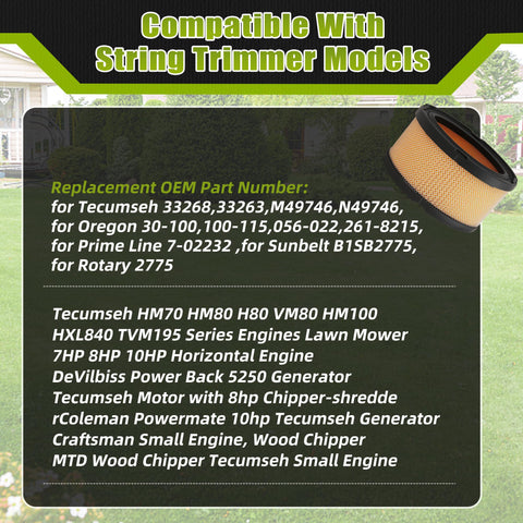 AOLKKSI 33268 air filter for Tecumseh VM80 promotes clean airflow.