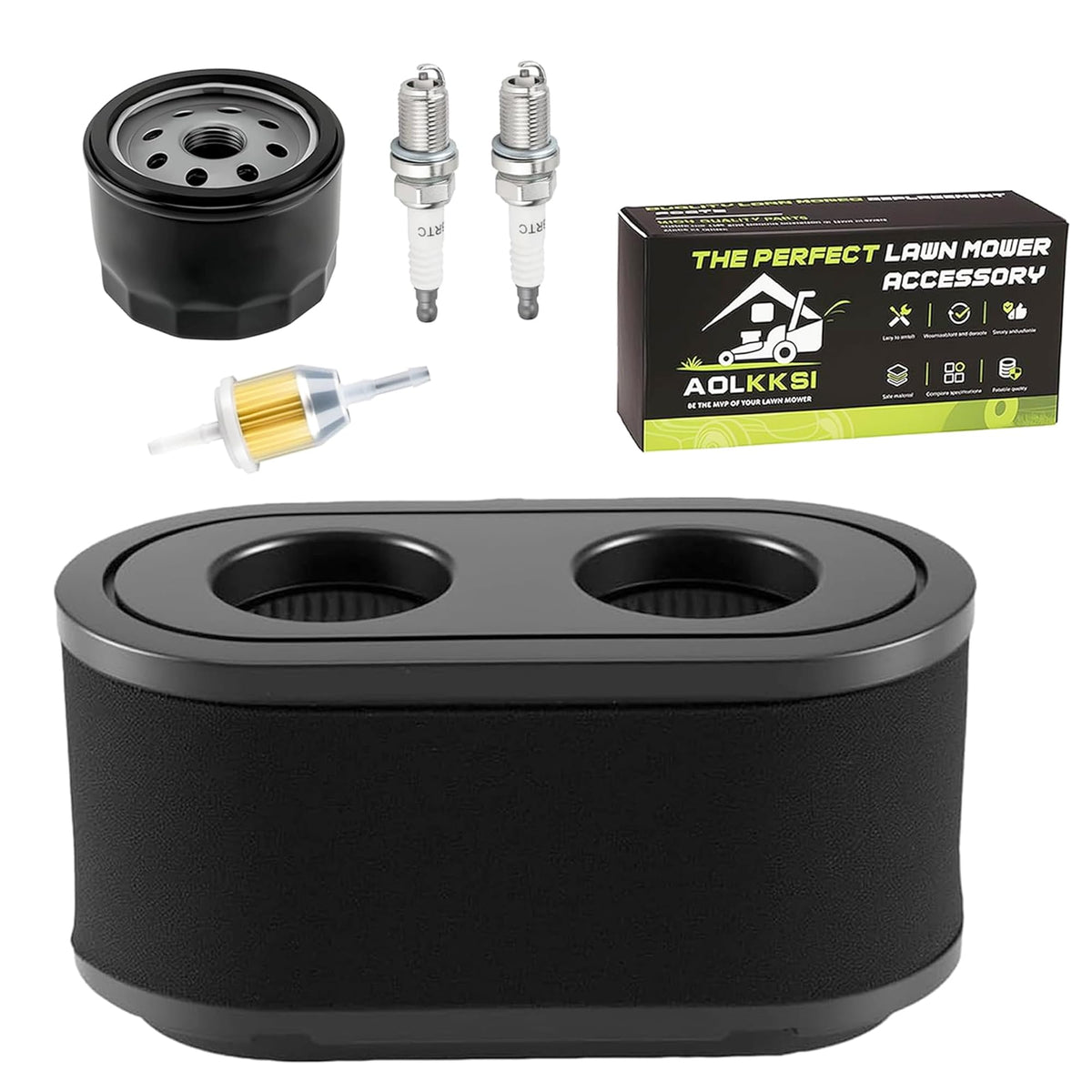 AOLKKSI air filter kit front view showing sleek packaging and components