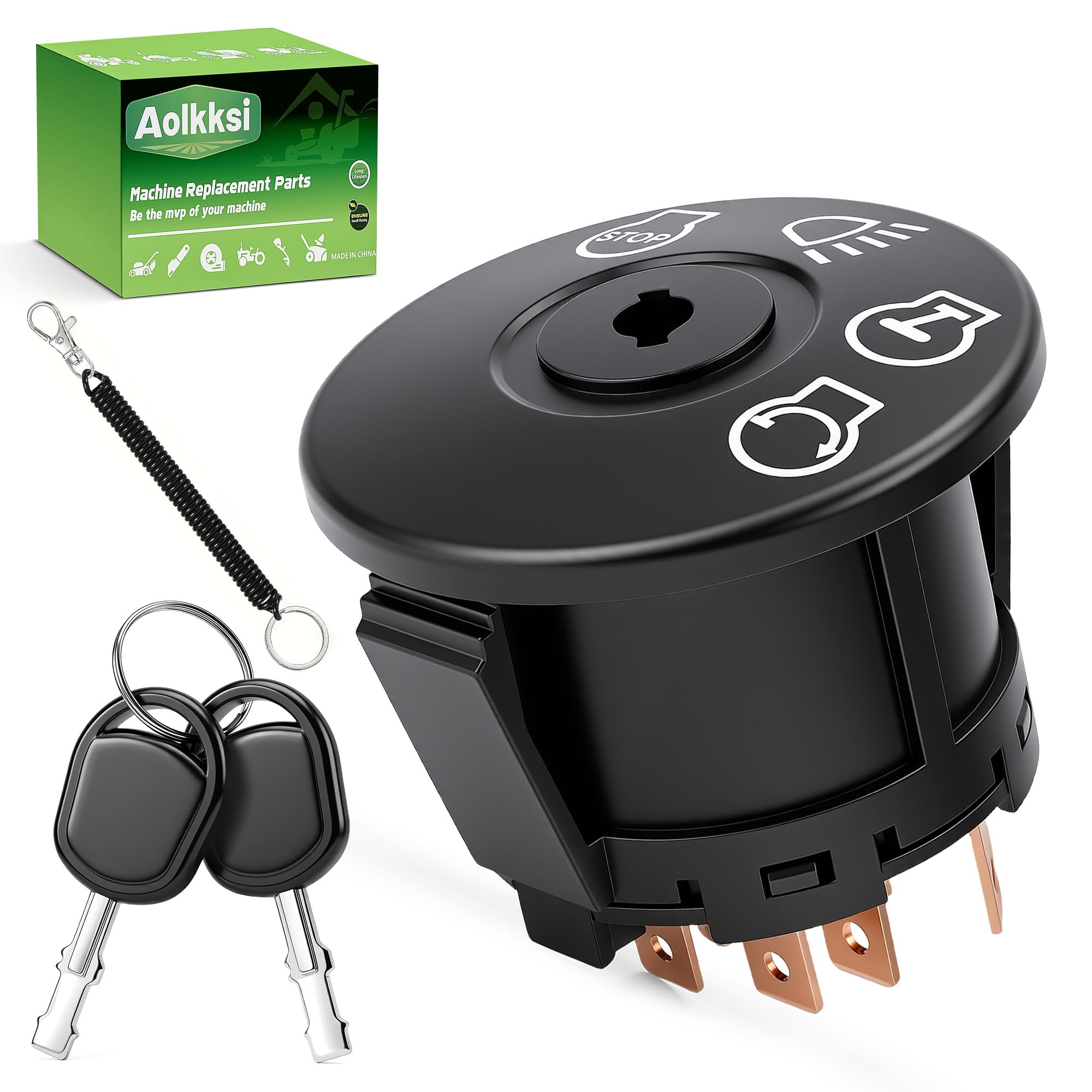 AOLKKSI ignition switch with seven terminals and two keys for reliable starts.