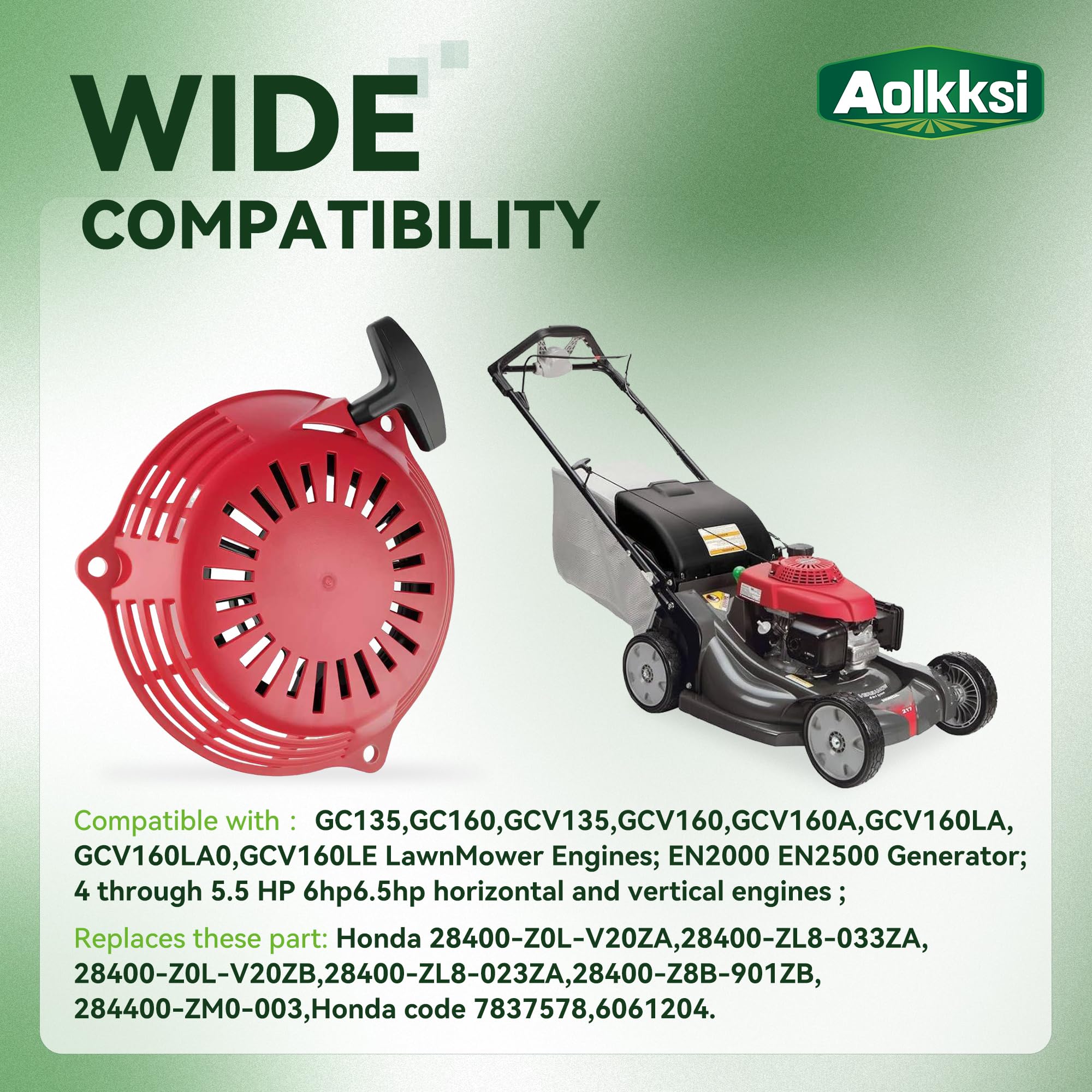 AOLKKSI lawn mower recoil starter offers compact, easy-to-install replacement.