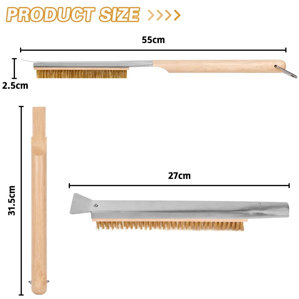 Aolso copper wire brush head removes residue without scratching surfaces.