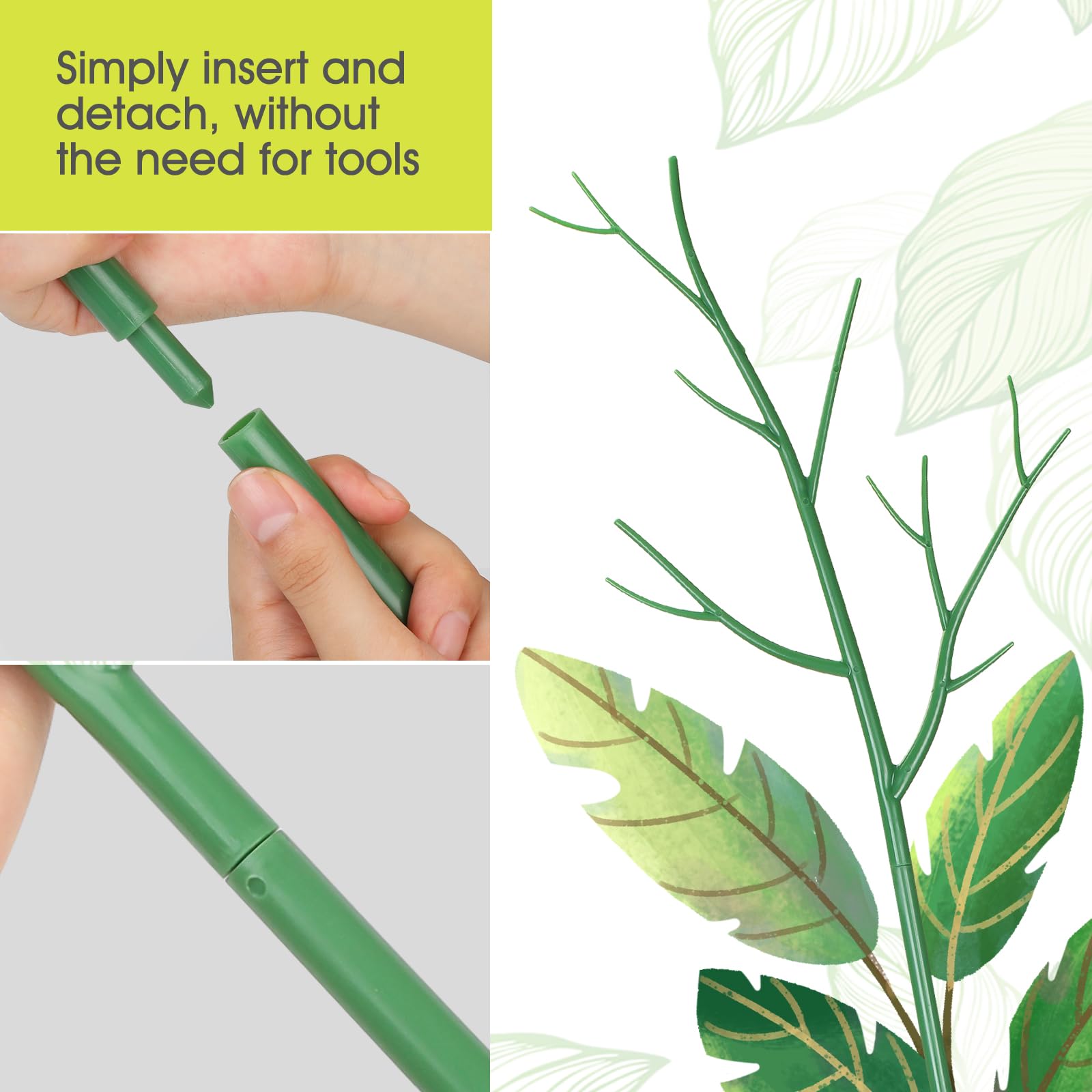 AOM plant tape helps keep supports neatly in place along stems.