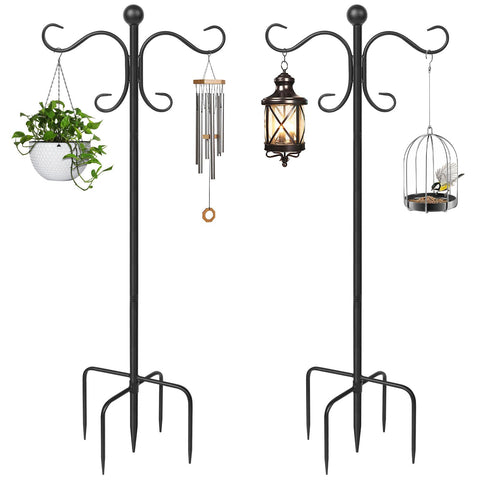 AOMGD 76-inch adjustable double shepherds hook enabling two-side hanging for feeders and lanterns.