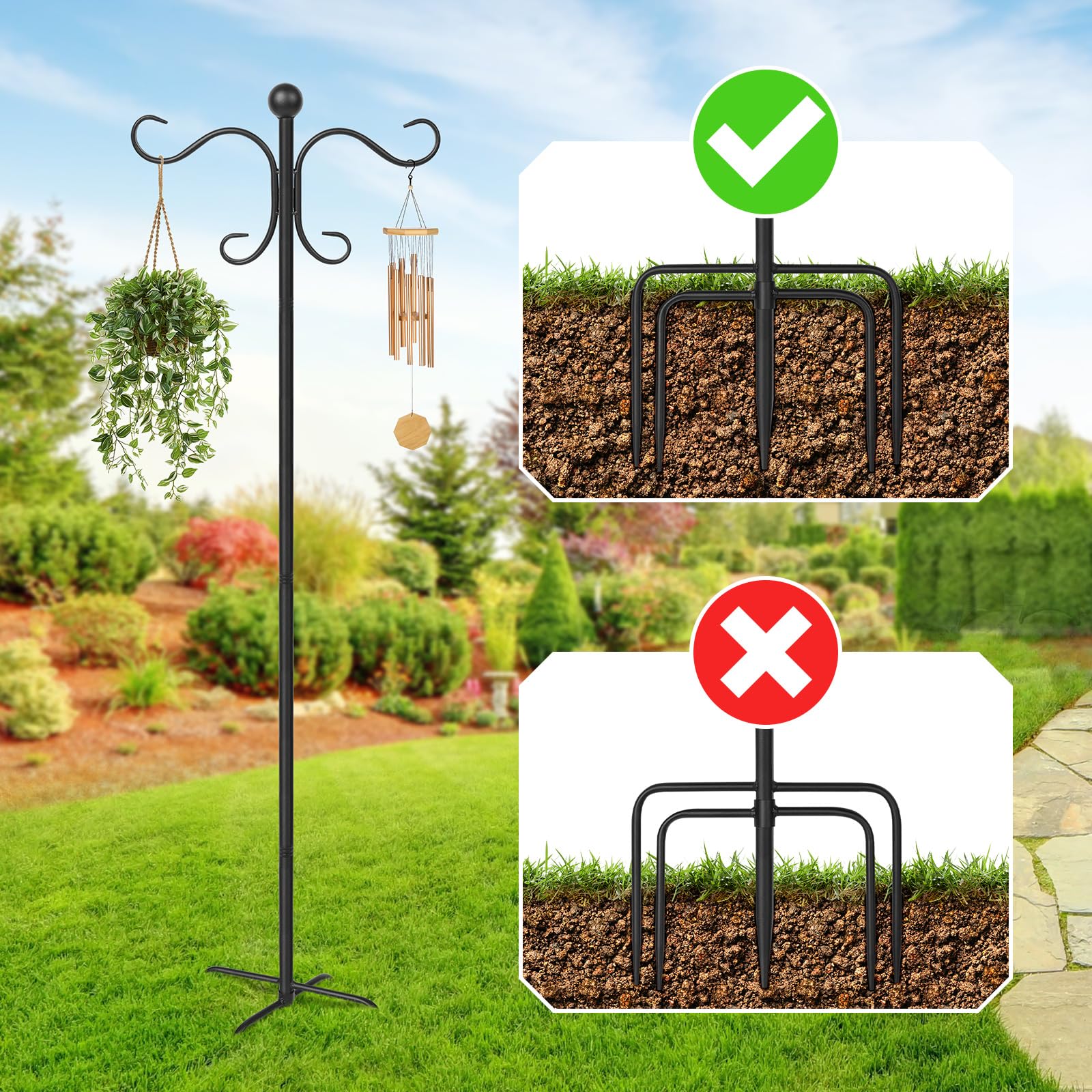 AOMGD heavy-duty steel pole three-four-inch diameter supports outdoor decorations securely.