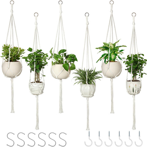 AOMGD macrame plant hanger ivory 43in for elegant indoor greenery