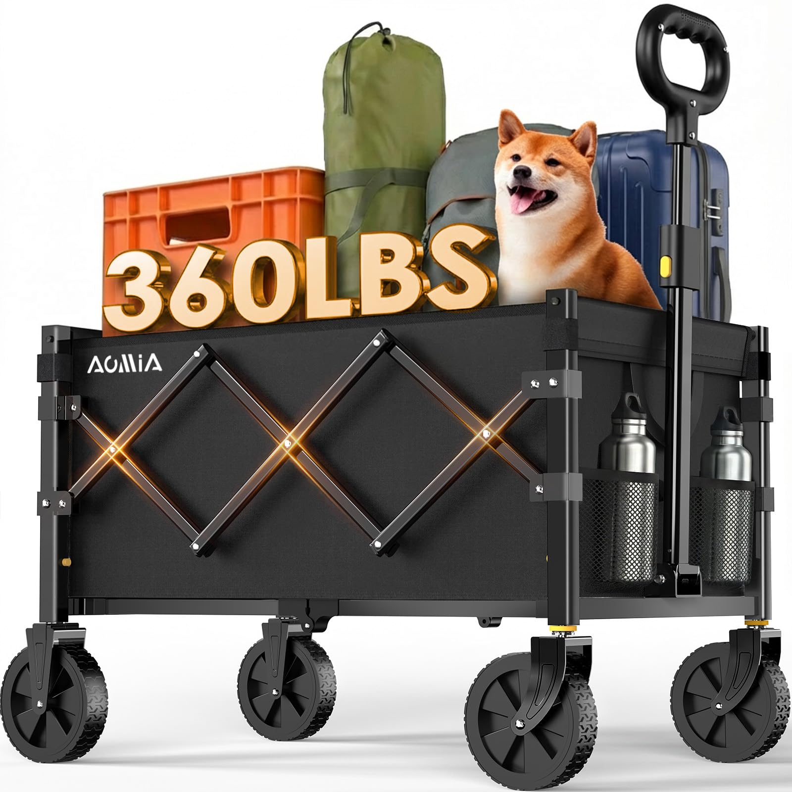 AOMIA collapsible wagon folded for compact storage.