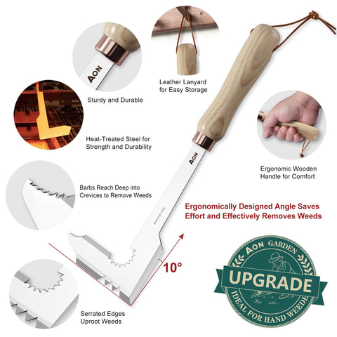 AON 2-pack curved-tip weeder with precision prongs for lifting weeds.