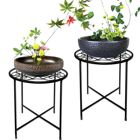 Aonagi 15-inch tall metal plant stand, sturdy frame supports heavy pots.