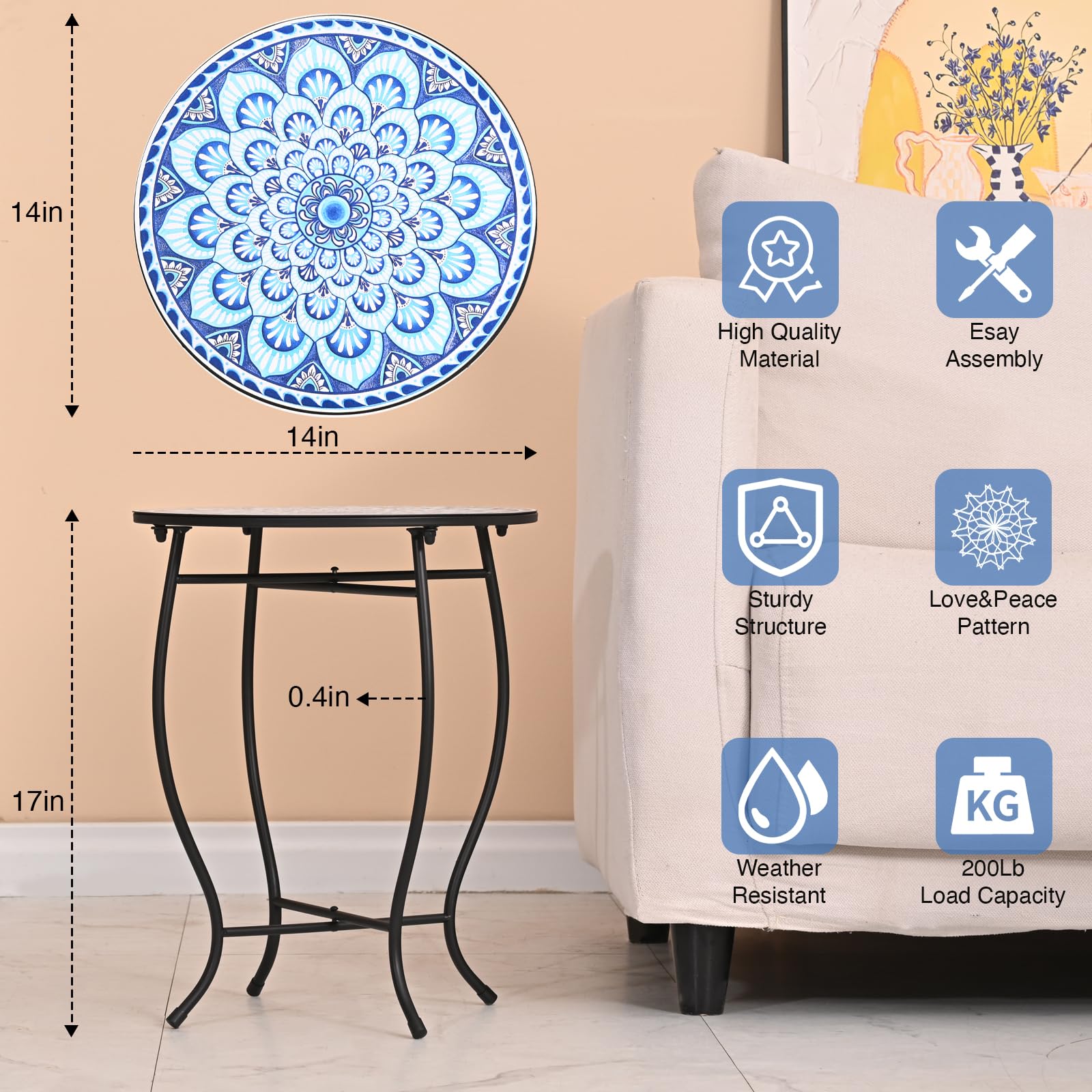Aonagi patio side table during assembly for quick outdoor setup.