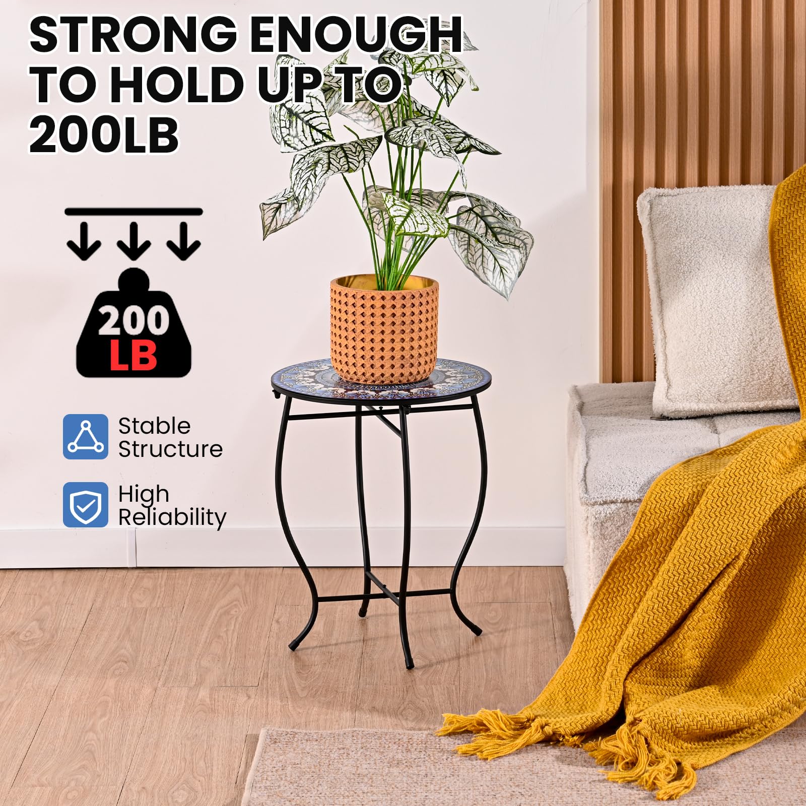 Aonagi plant stand features floor-friendly rubber feet to prevent scratches.