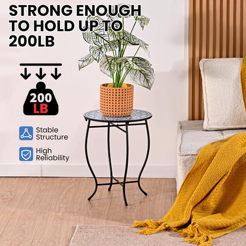 Aonagi plant stand in a living room using a compact round table.