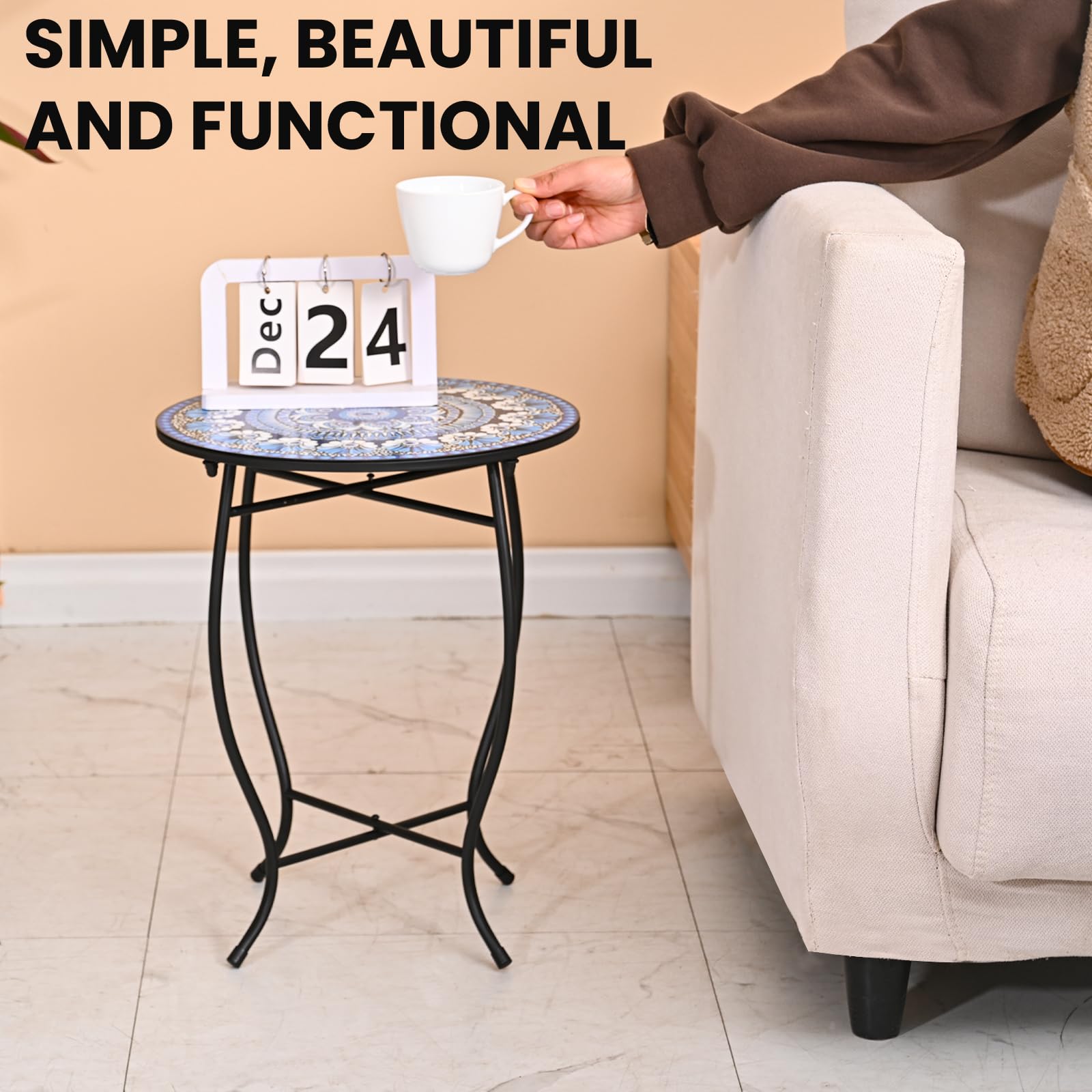 Aonagi round table doubles as end table or mini coffee station.
