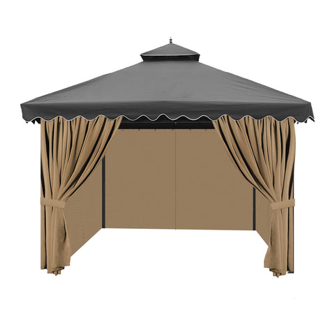 Aonear gazebo curtains with double-sided zippers allow interior or exterior access.