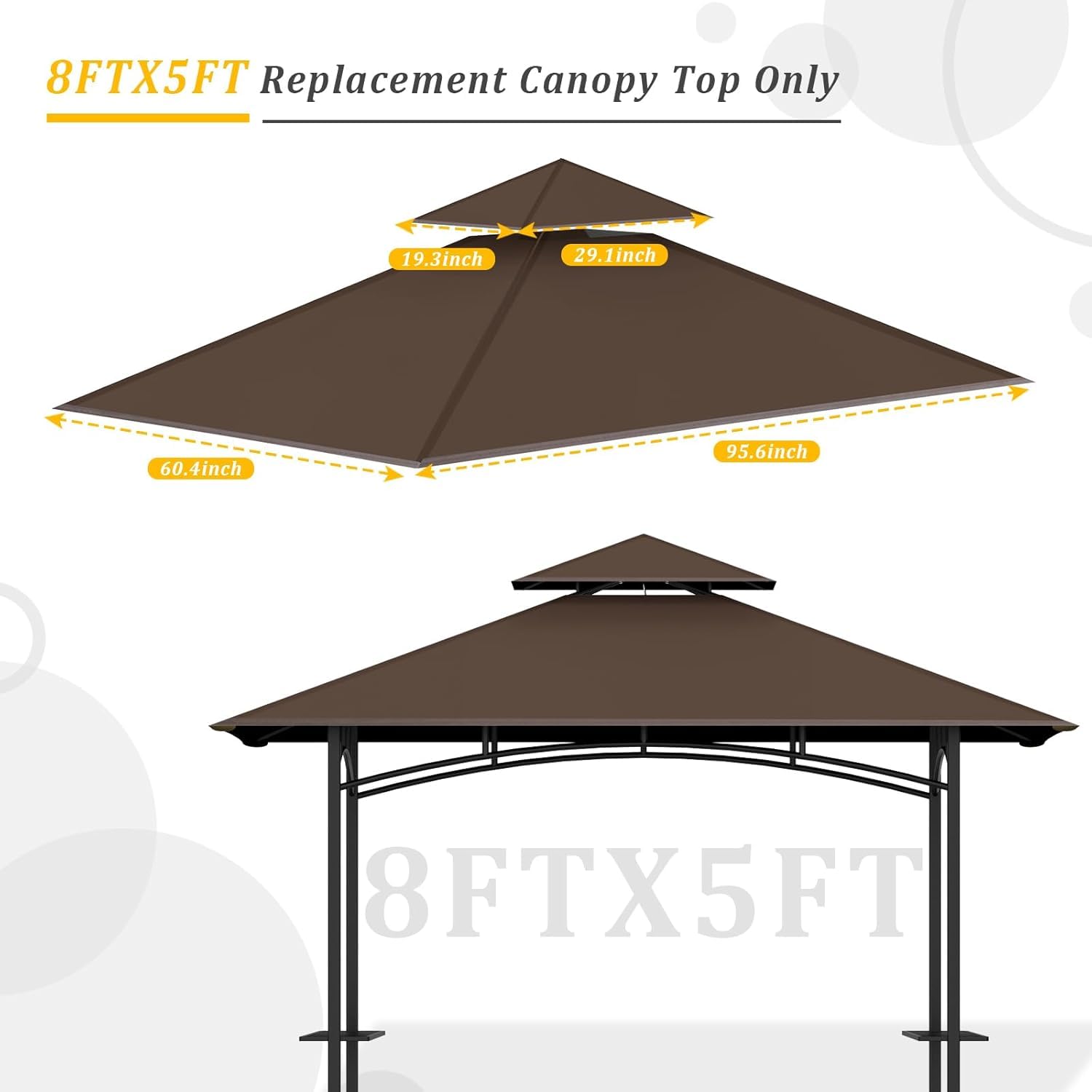 AONEAR 5x8 replacement canopy fits L-GG001PST-F for quick upgrades