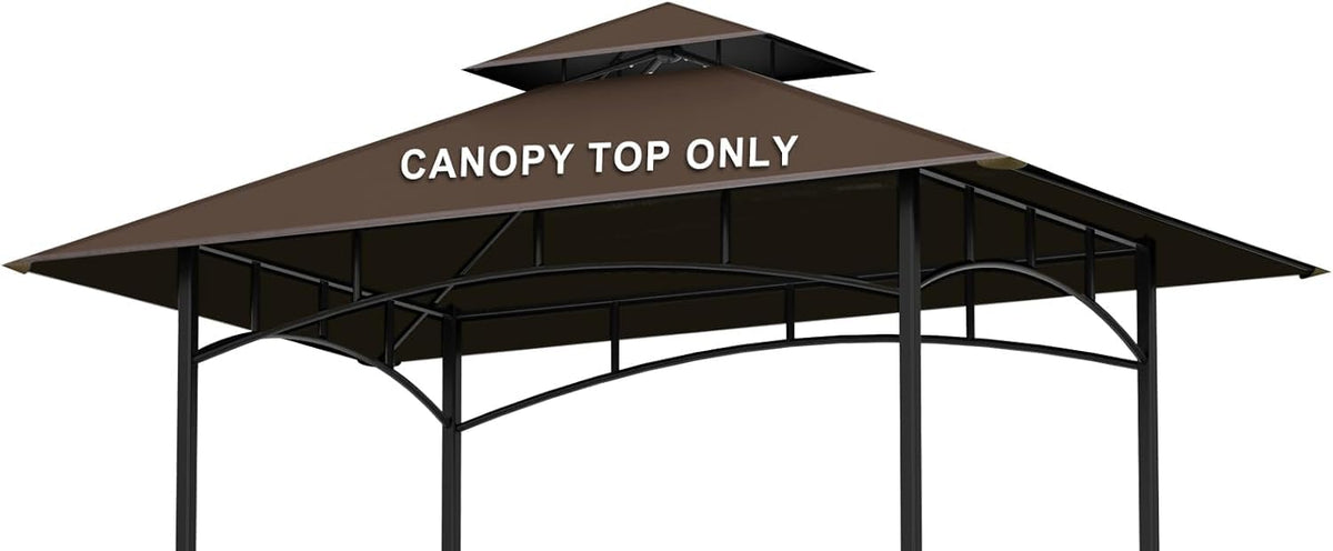 AONEAR 5x8 brown grill gazebo canopy top provides weather protection for outdoor cooking