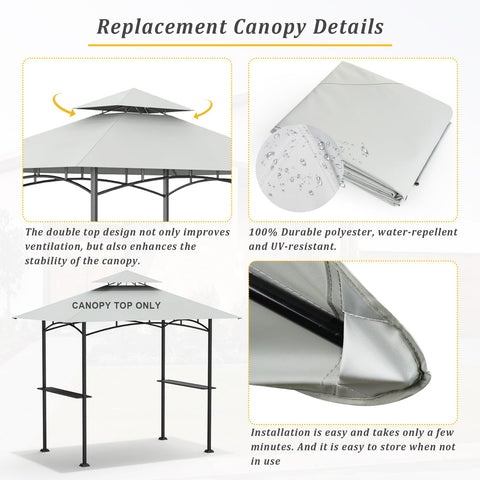 Aonear 5x8 gray canopy displayed on outdoor grill gazebo.