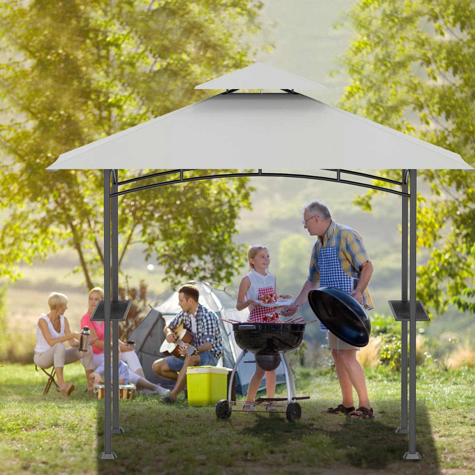 Aonear vented double-layer canopy top stabilizes in breeze and improves airflow.
