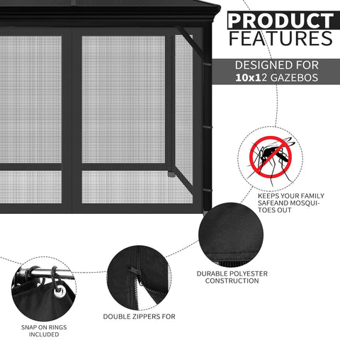 Aonear patio netting with hooks enables quick, secure frame attachment.