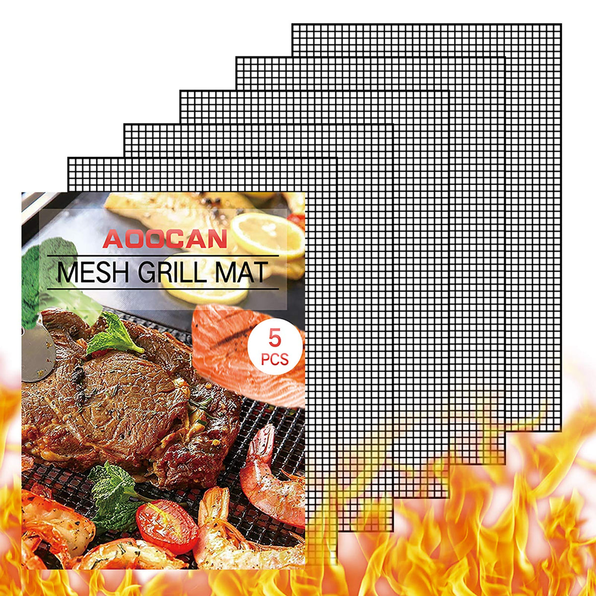 Aoocan grill mesh mat grid design promotes even heating for tasty results.