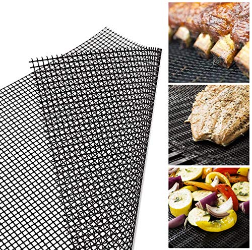 Aoocan grill mesh mat non-stick coating eases cleanup after grilling.