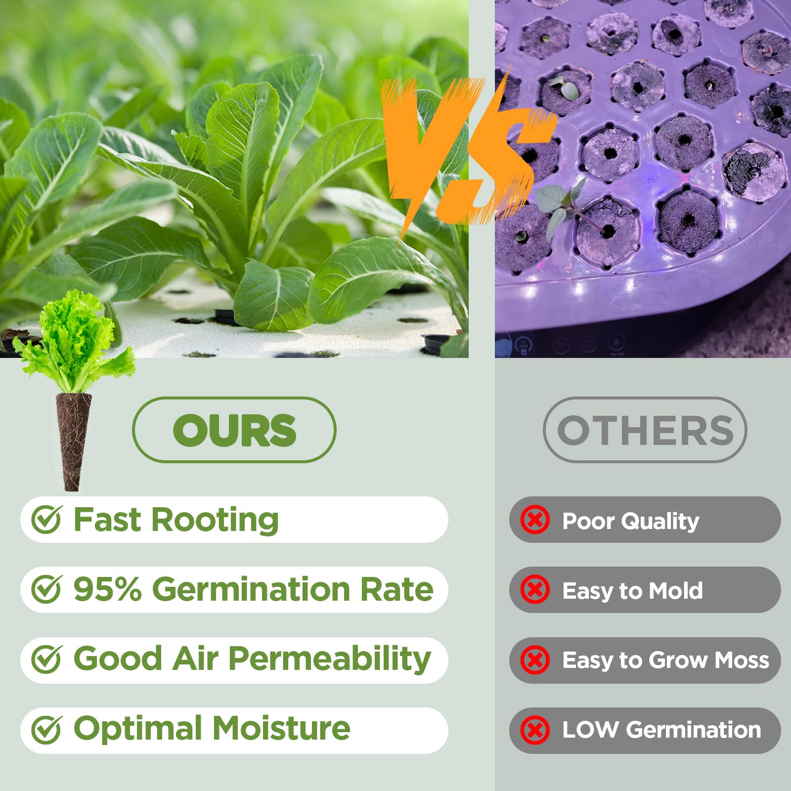 Aooccder sponges used for vegetables, herbs, and flowers in indoor hydroponics