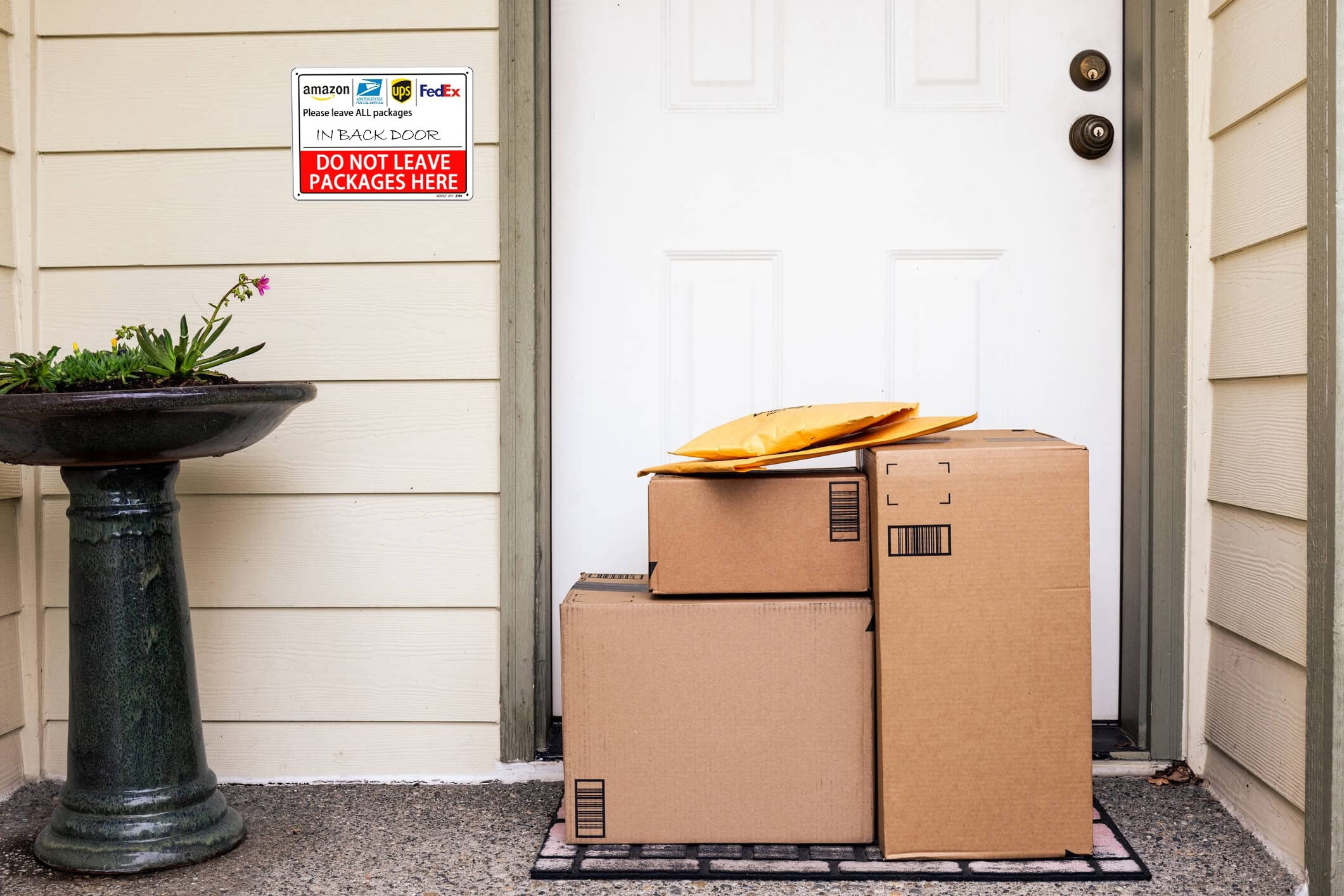 AOOCY Do Not Leave Packages Here sign professional graphics for quick recognition